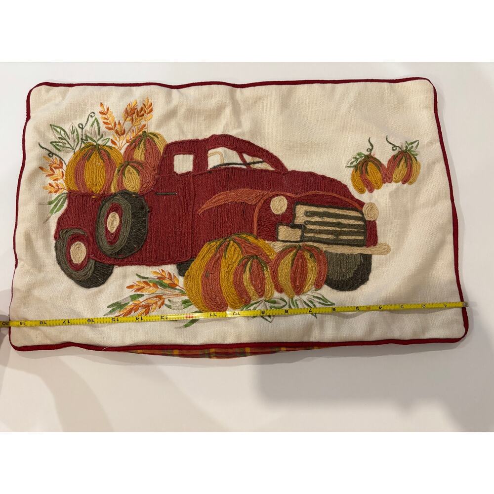 Pillow Cover Pier 1  Autumn Pumpkin Car Harvest Fall 20x12 - Picture 6 of 6